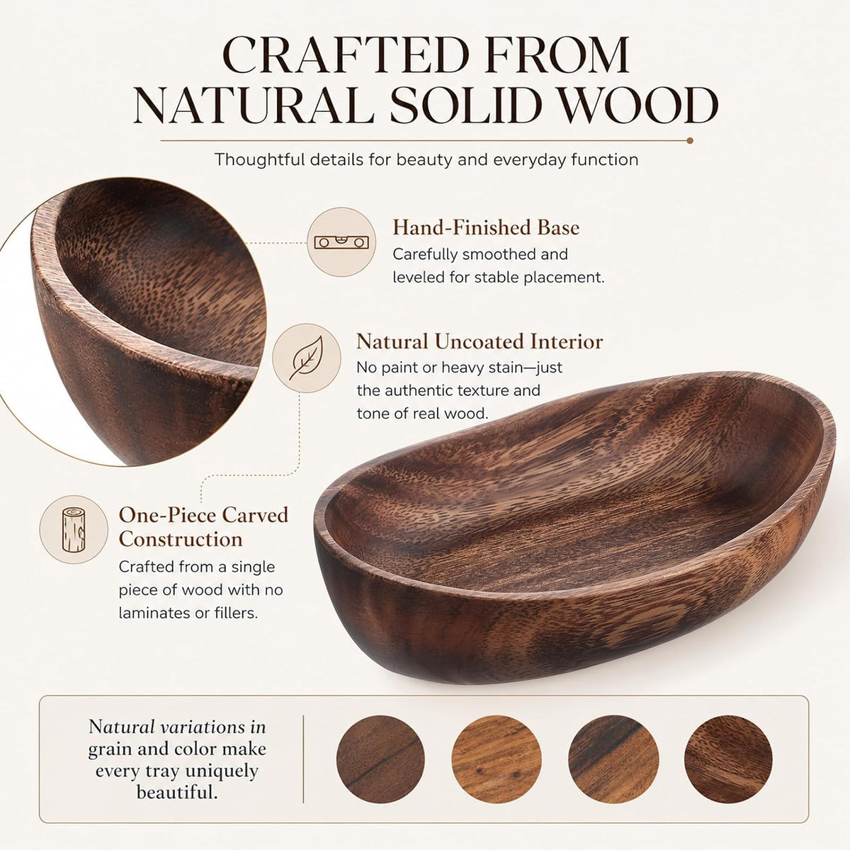 Wooden Decorative Bowl, Handcrafted Decorative Boat Bowl Walnut Wood
