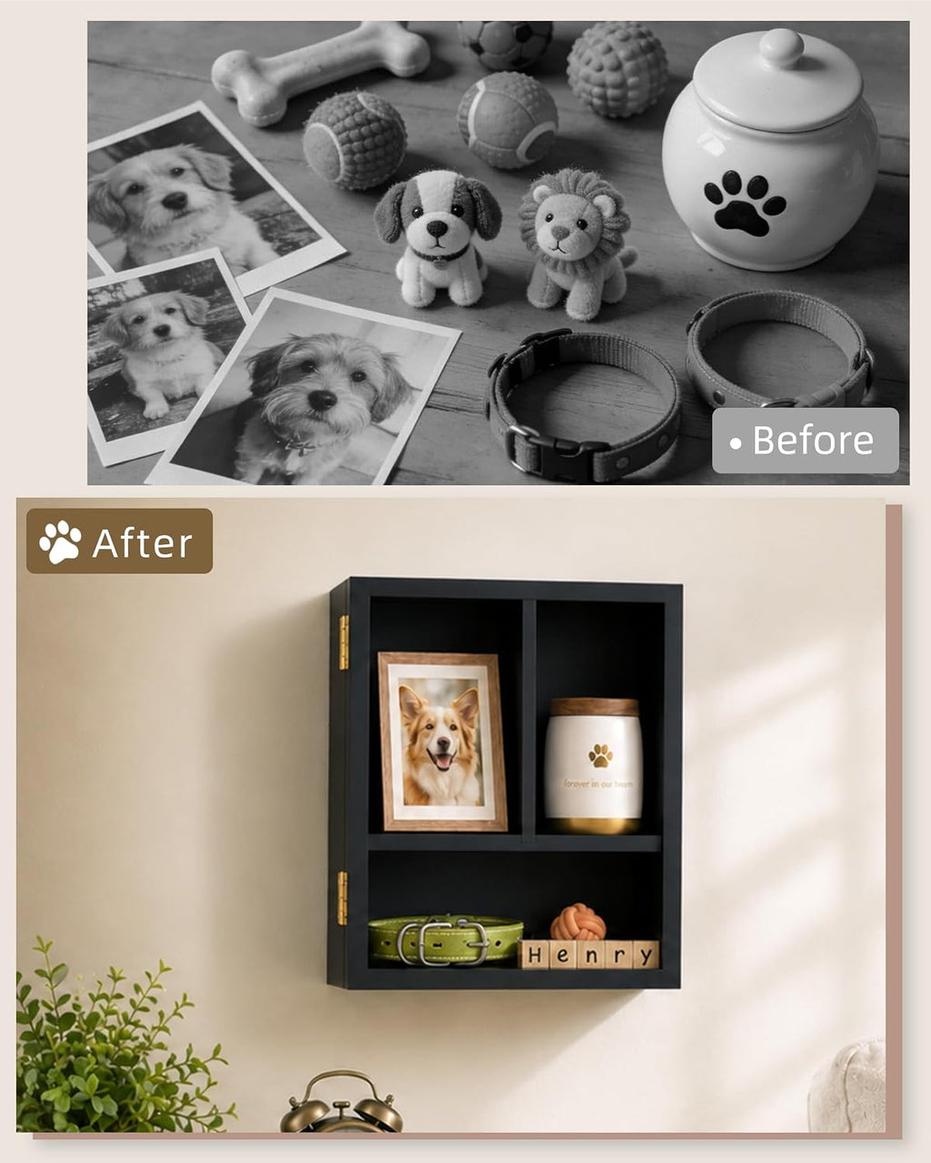 11"x9" Pet Memorial Shadow Box with Shelves & Pin-Back Board