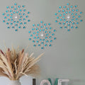 SIYIKRYP Set of 3 Crystal Sunburst Wall Decor – 9.8" Metal Wall Art with Blue Rhinestone Accents – Modern 3D Starburst Hanging Ornaments for Living Room, Bedroom, Office