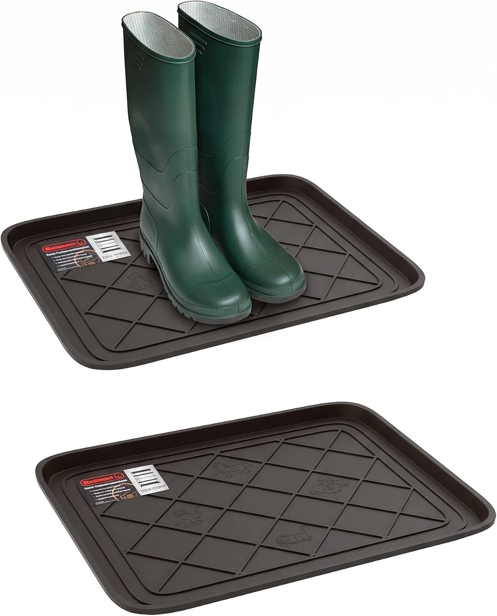 Stalwart Indoor Outdoor Boot Trays, Black, 19.75" x 15.5", 2-Pack