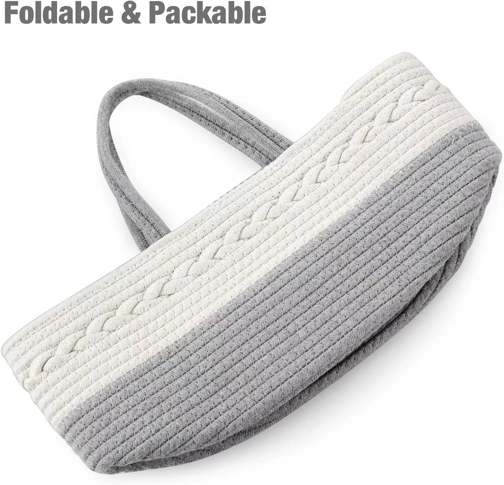 PandaEar Baby Diaper Caddy Organizer for Boys Girls, Portable Baby Diaper Basket, Travel Cotton Rope Diaper Caddy Change Organizer for Baby Shower Gifts Newborn Infants