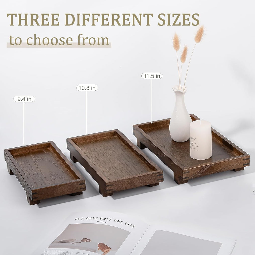 Bathroom Counter Tray Wooden Riser Display Kitchen Soap Holder, Walnut