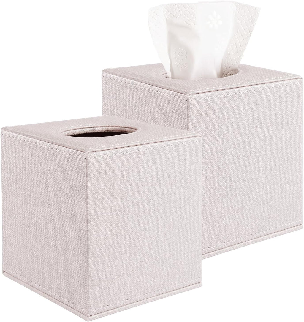 2 Pack Square Tissue Box Cover with Magnetic Bottom Tissue Box Holder