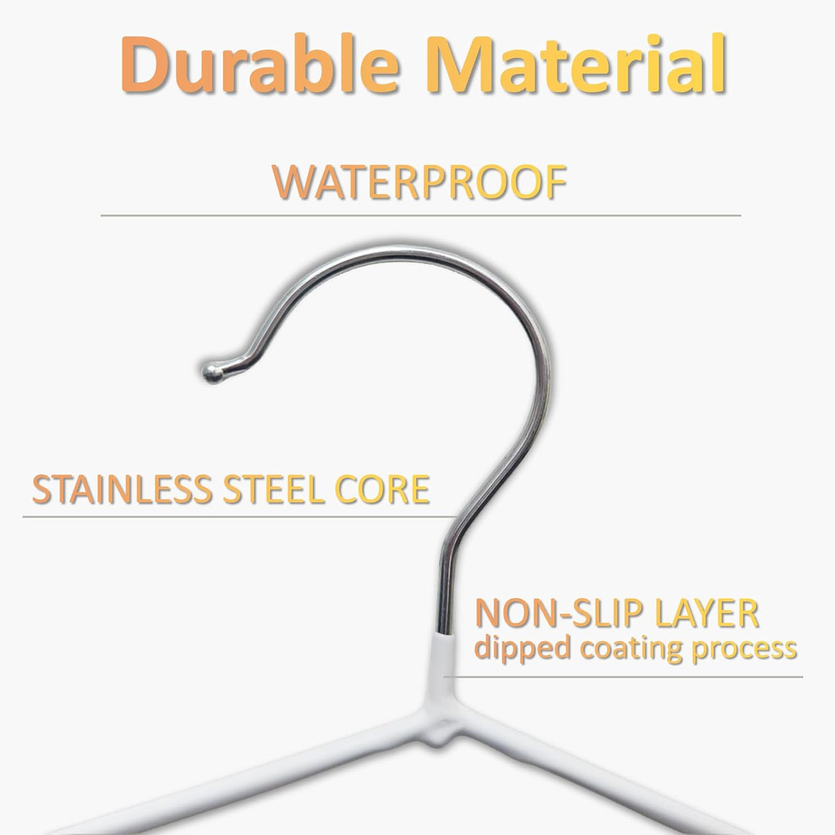 Stainless Steel Rubber Hangers 24-Pack, Heavy Duty Non-Slip Ultrathin White