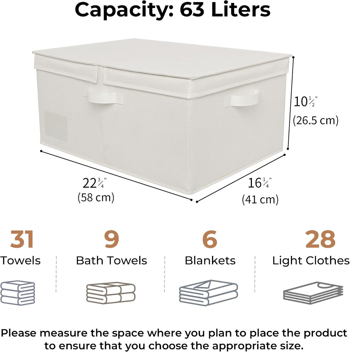 GRANNY SAYS Extra Large Storage Bins with Lids, Closet Bins, Beige