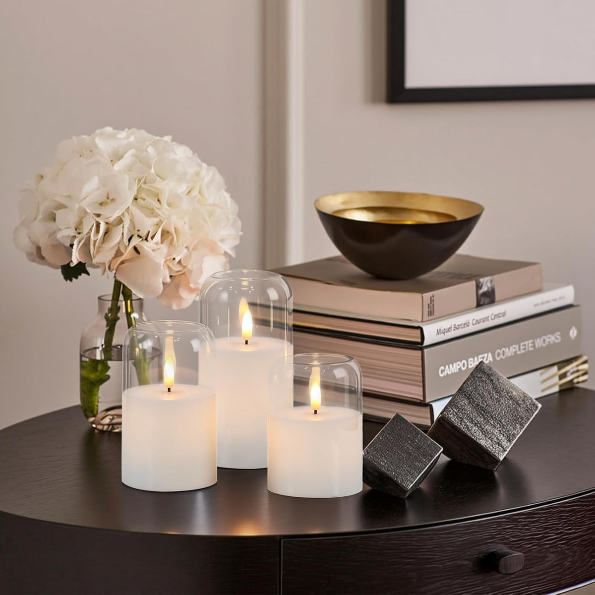 GenSwin Clear Glass LED Flameless Candles with Remote Timer