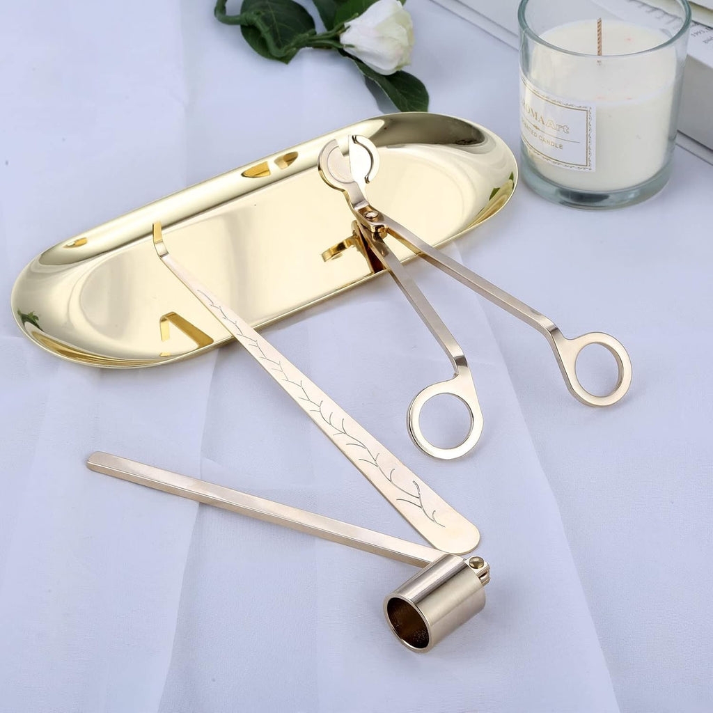 4-in-1 Stainless Steel Candle Care Kit for Candle Lovers, Gold