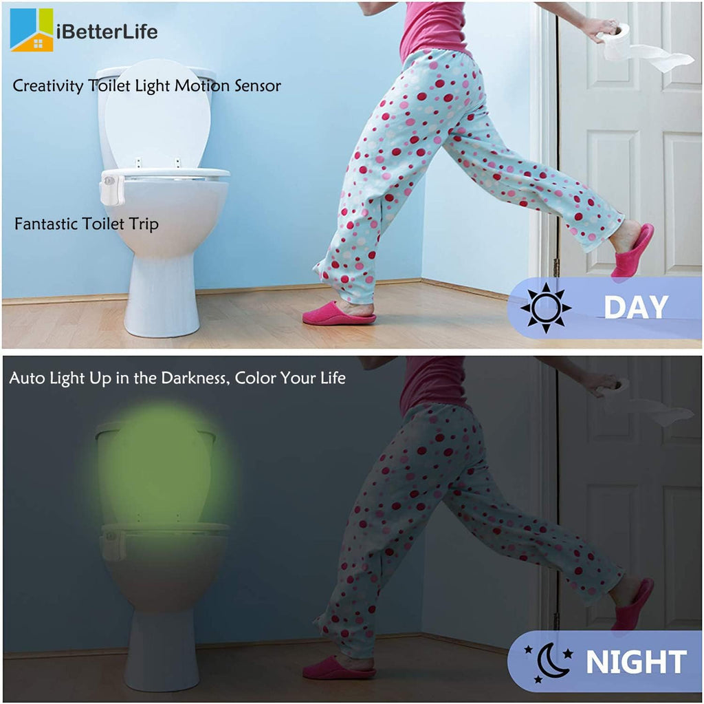 Toilet Light Motion Sensor 2Pack - The Original 8 Color Changing LED Glow Bowl Inside Toilet Night Light for Bathroom - Smart Unique Cool Gadget, Funny Ideal Gifts for Teen Boys Girls Men Women