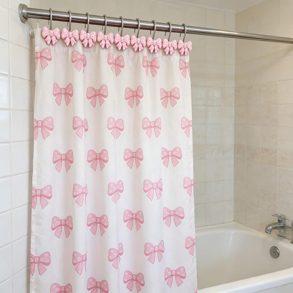 Twofishes Home Fashion Pink Shower Curtain Rings Pack of 12