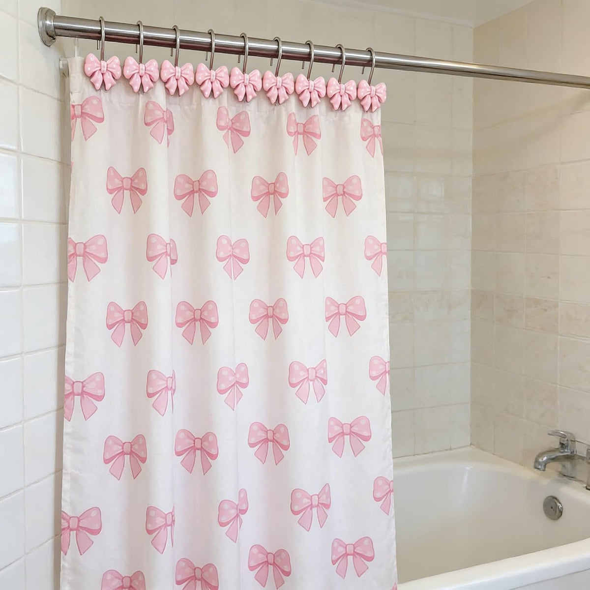 Twofishes Home Fashion Pink Shower Curtain Rings Pack of 12
