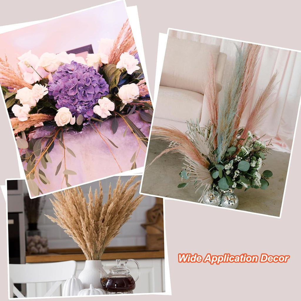 PATIKIL 17 Inch Faux Pampas Grass, 6 Pcs Boho Decor for Home Decoration Artificial Tall Fluffy Stems for Wedding Flower Party Vase Arrangement Centerpieces, Gradient Dark Blue