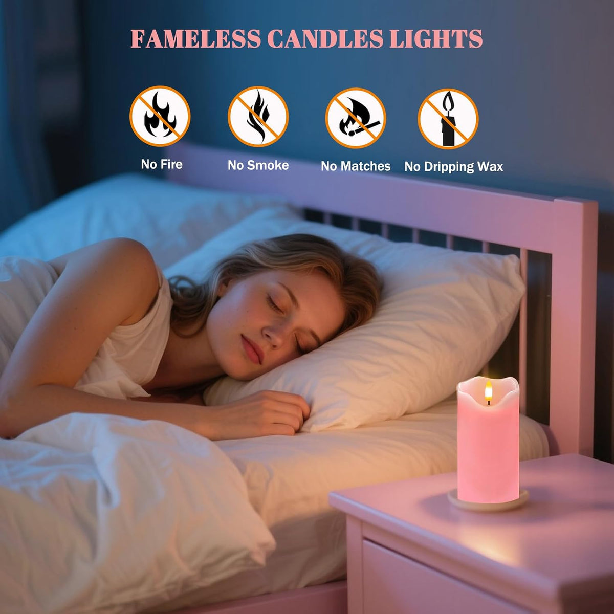 Pink Flameless Candles Set of 2, 6"x3" Pastel Candles with Remote & Timer