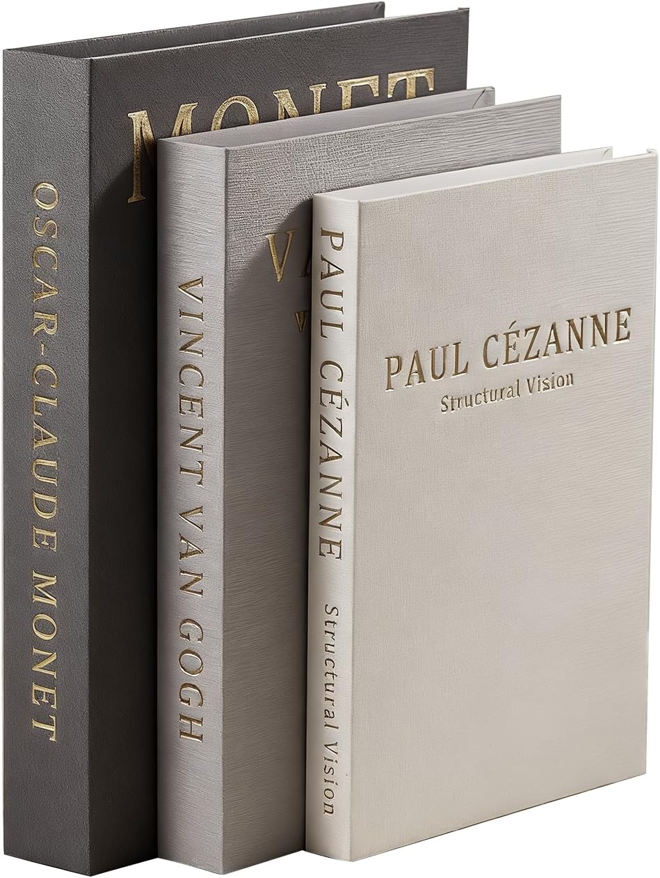 Aesthetic Decorative Books - Coffee Table Books Decor - Faux Decor Book Storage Box for Decoration - Set of 3 Linen Fake Book for Home Table Decor - Bedside Tables Decors - Home Room Bookshelf Decors