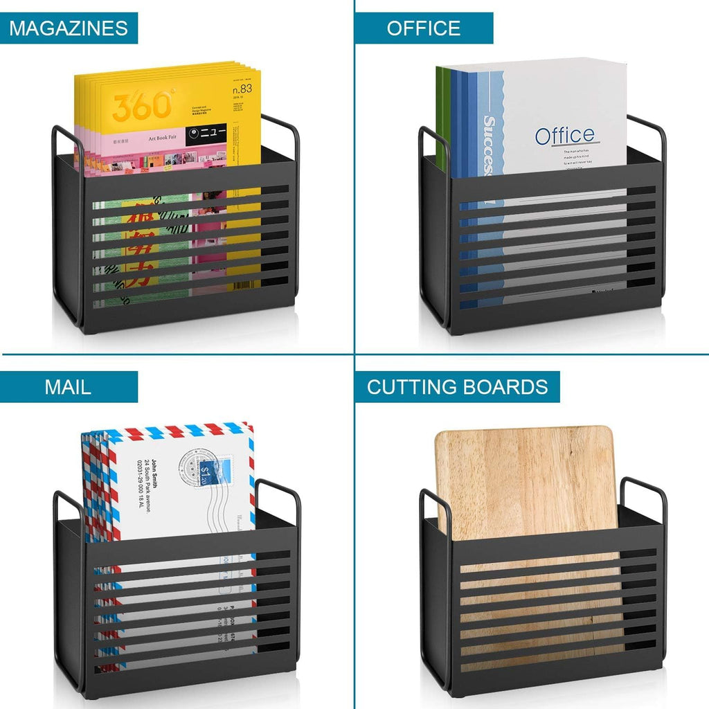 Metal Magazine Rack for Living Room, Modern Iron Magazine Holder Organizer with Sturdy Frame, Freestanding Newspaper and Book Storage Stand for Home Office Bedroom