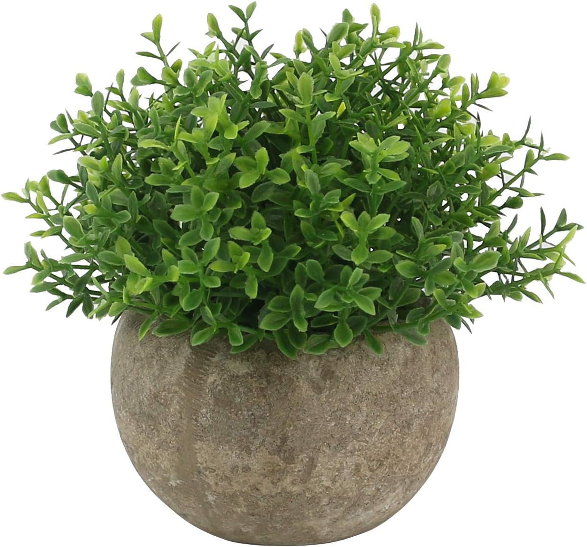 Ogrmar Mini Plastic Faux Plants in Pot/Small Topiary Shrubs Green Leaf