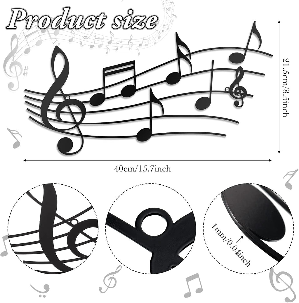 Zhengmy Metal Music Note Wall Art Decor Black Musical Note Wall Art Sign