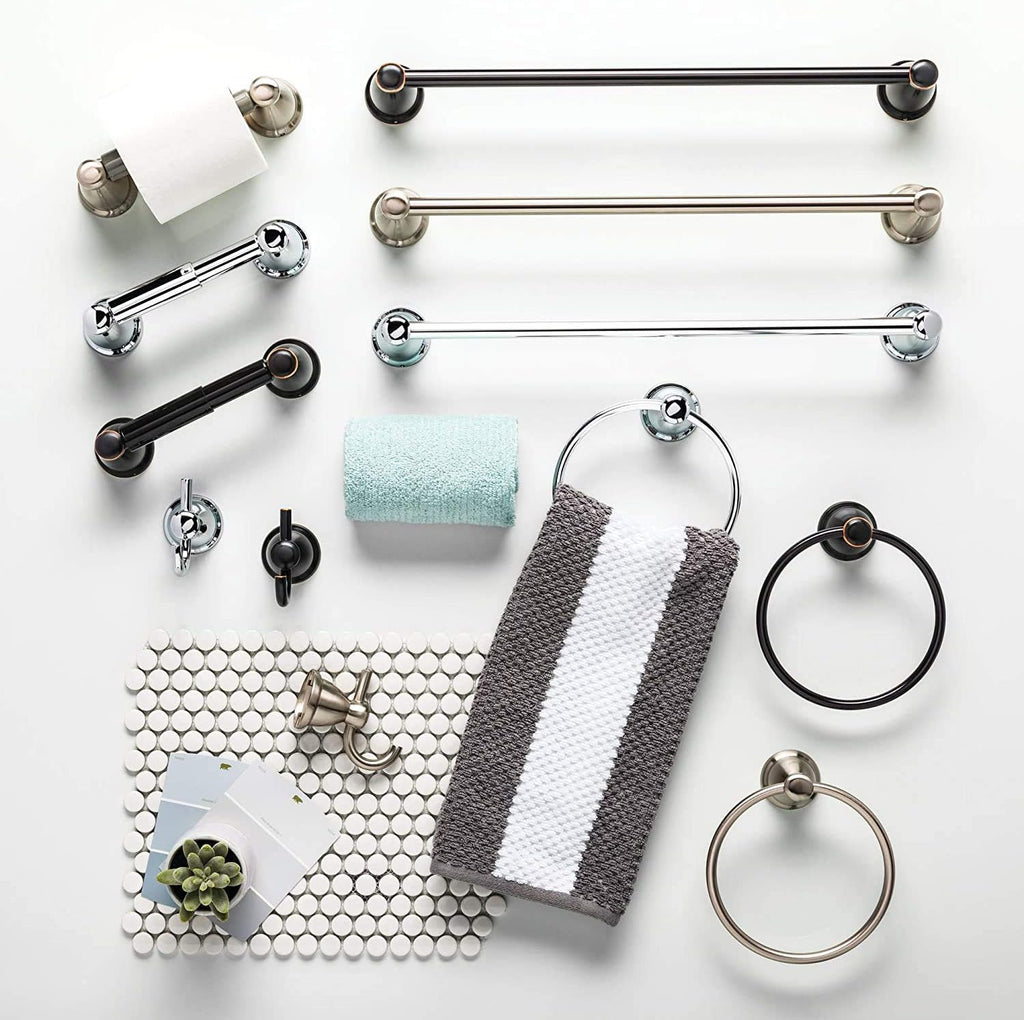 Franklin Brass 3-Piece Oil Rubbed Bronze Bathroom Set Towel Rack, Ring, Toilet Paper Holder| Kinla Bath Accessories