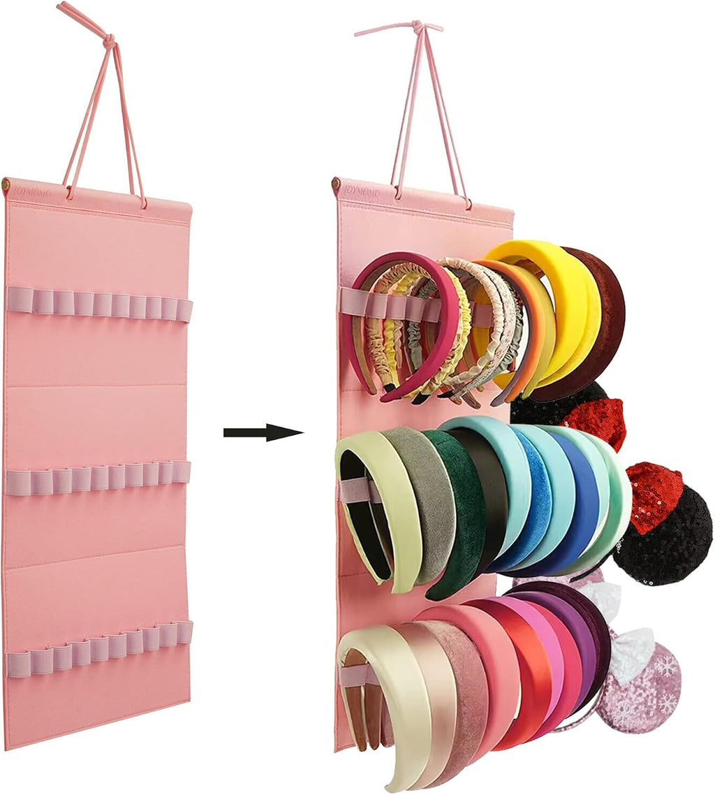 Headband Holder For Girls,Felt Headband Organizer Storage(Pink)
