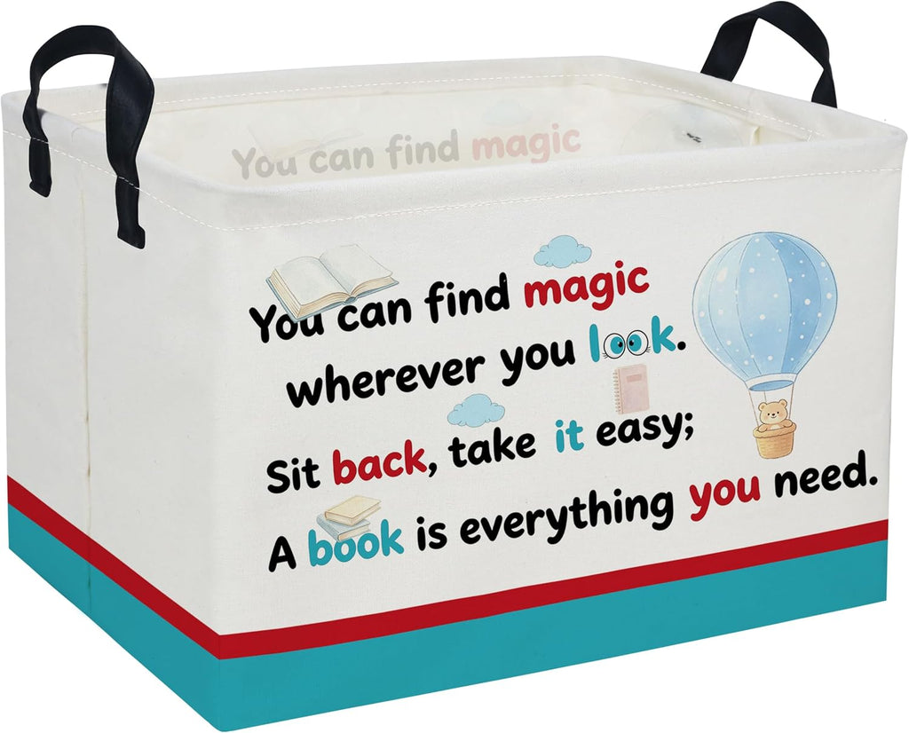 Rectangular Book Baskets Cute Storage Bins Room Decor for Home.(Bule book）