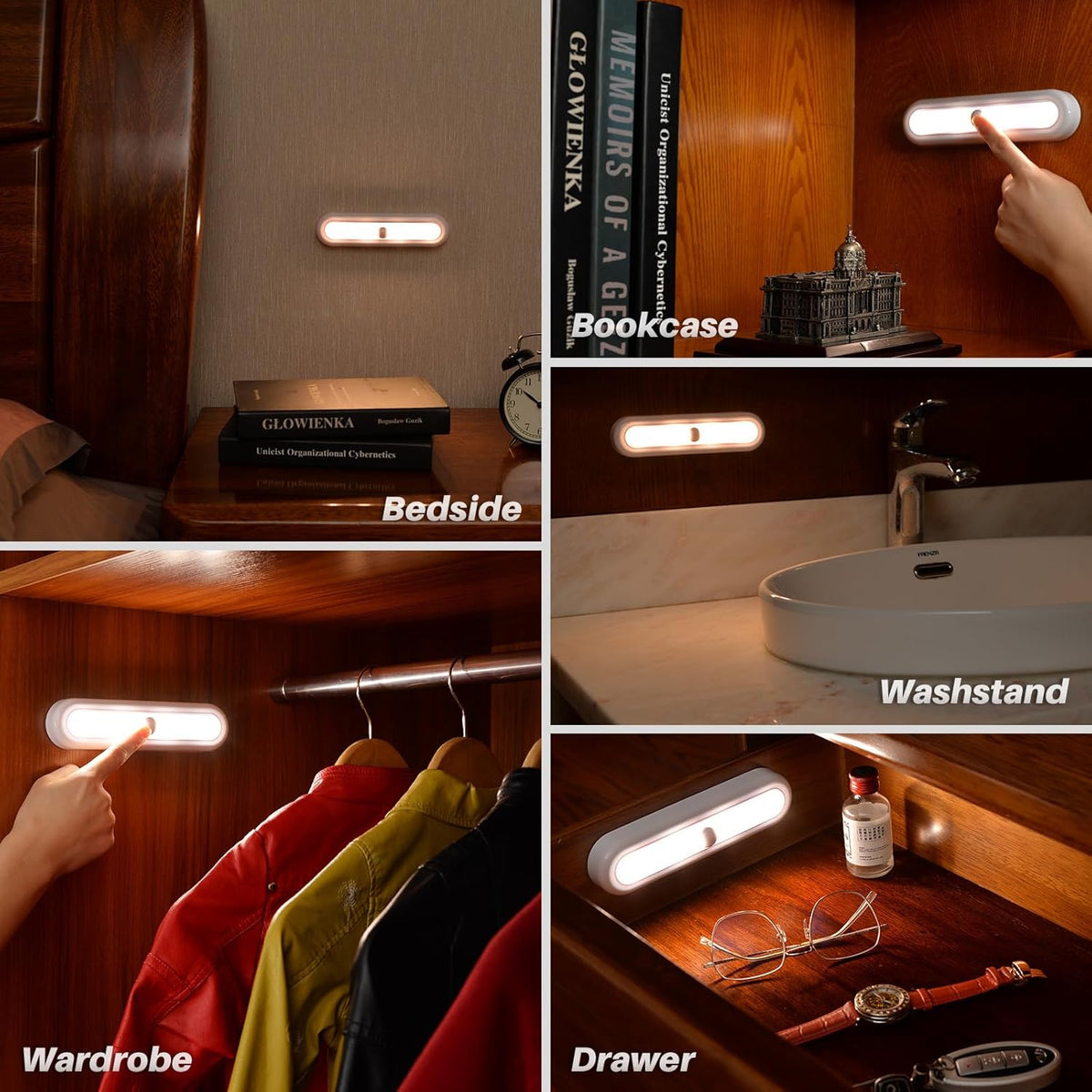 STAR-SPANGLED 7” Dimmable LED Stick on Push Tap Lights AAA Battery, 3 Pack