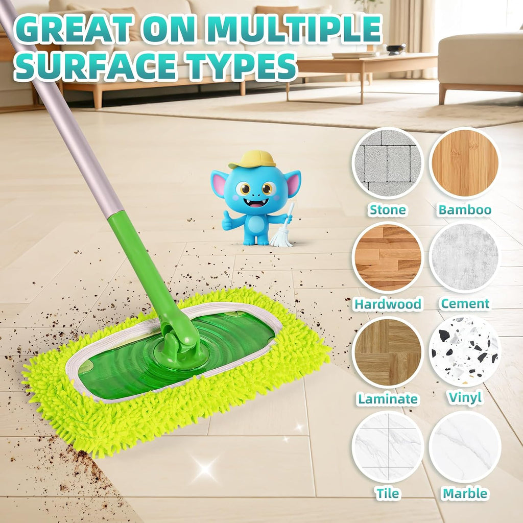 6 Pack Reusable Mop Pads for Swiffer, Washable Wet Pads Refill, Green&Pink