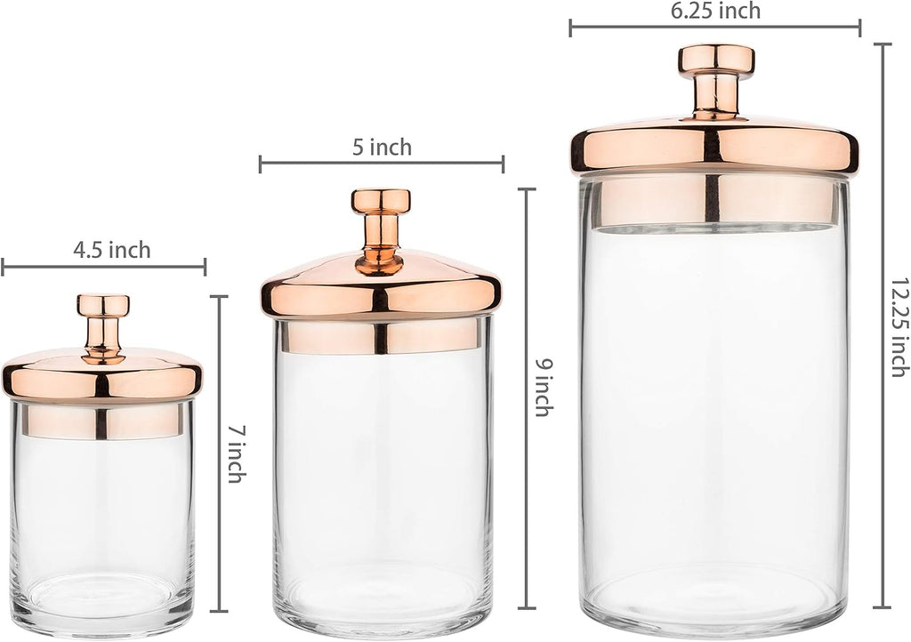MyGift Glass Apothecary Cookie Jar Set with Copper Lid