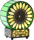Bieye L12026 Sunflower Tiffany Style Stained Glass Clock Table Lamp