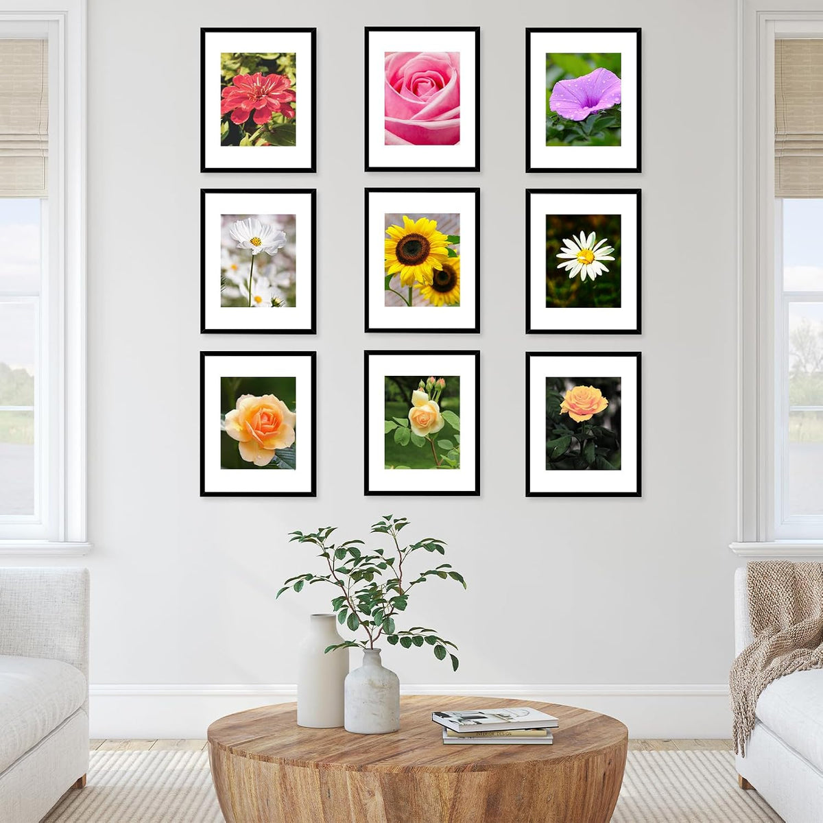 JCJMY 18 Packs 11x14 Picture Frames, Display 8x10 with Mat or 11x14 Without Mat, Black Gallery Wall Frame Set, 11 by 14 Frames Bulk Set of 18 Collage Wall Decor Photo Frames Set for Wall, Black