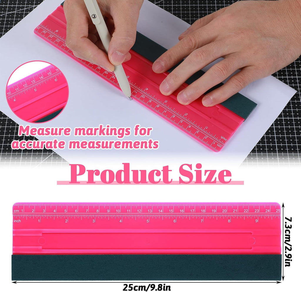 Wallpaper Smoothing Tool, Professional Vinyl Squeegee with Ruler Felt Squeegee for Vinyl Decals Sticker Paper Wallpaper Window Film Tools