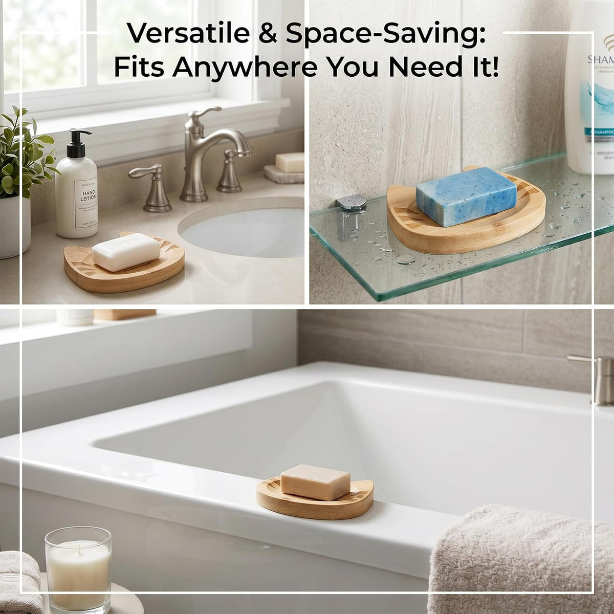 Bamboo Soap Dish Self Draining for Shower - Cute Cat Bamboo Soap Tray Holder Saver with Drainage, Natural Waterproof Decorative Tray for Bathroom, Kitchen, Sponges, Bath Tub, Shower, Sink - 1 Pack