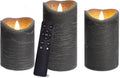 iZAN 3 Pack Real Wax Flameless Pillar Candles, 3”D X 4" 5" 6" H (Grey)