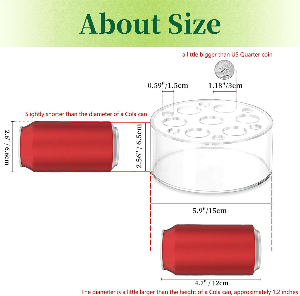 Acrylic Flower Vases for Centerpieces Round – Hewory 2pcs Short Clear Floral Vase with 13 Holes, Box Arranger Bulk Low Base Holder for Wedding Birthday Party Event Dining Table Decor, 2.56"(H)×5.9"(D)