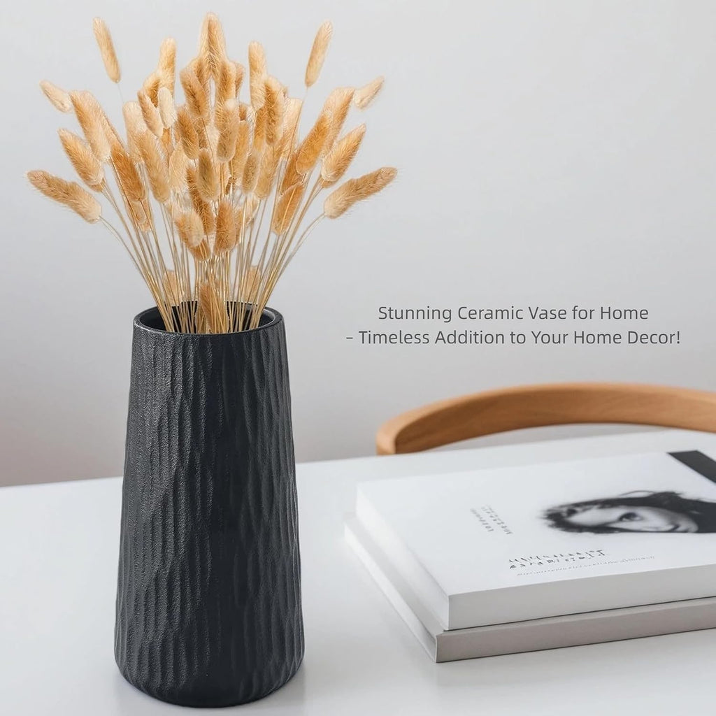 7.87" Ceramic Vase, Flower Vase, Ceramic Vase for Flowers, Vase for Dining Room, Bed Room, Reading Room, Office Decor (Black1)