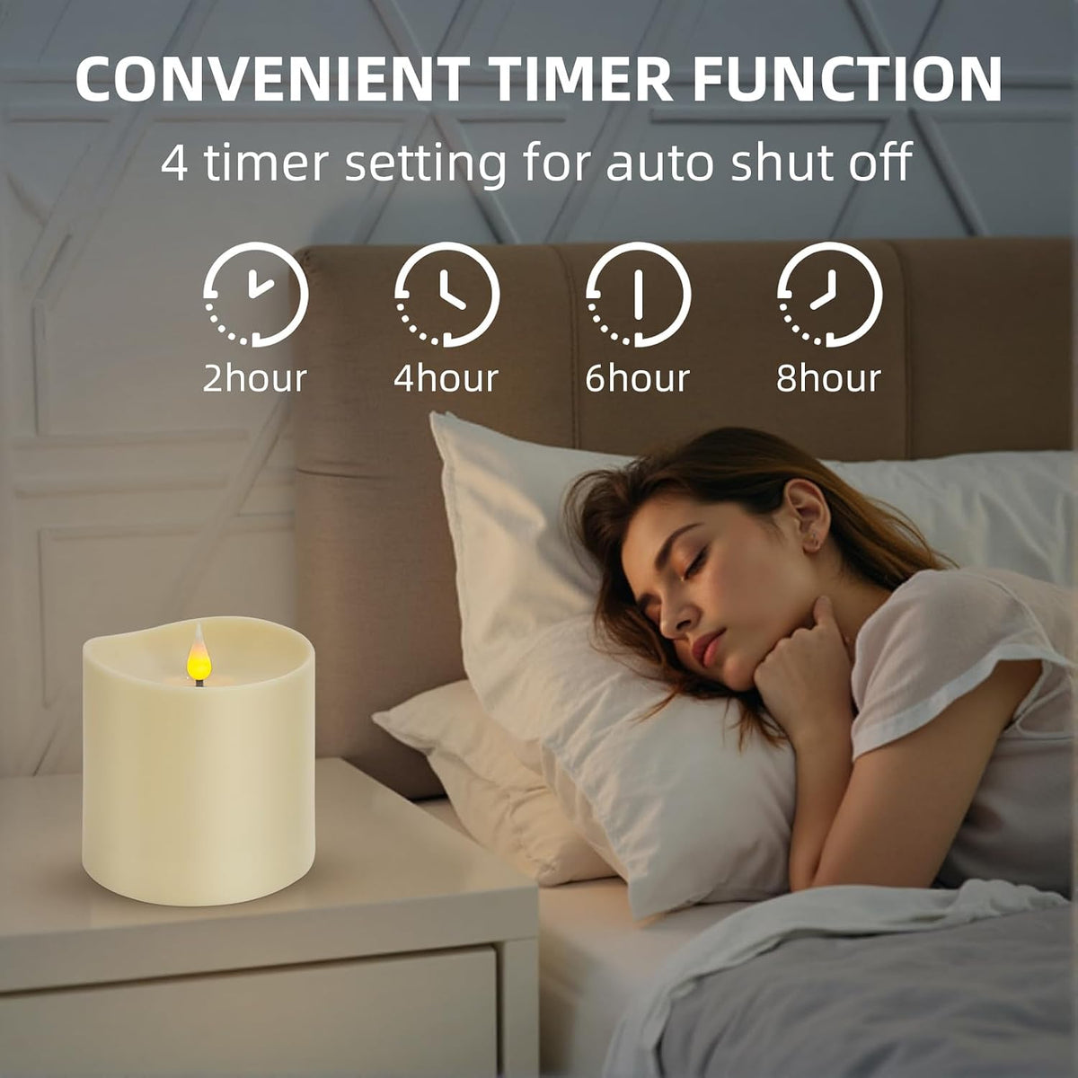 Flameless LED Candle with Remote, 4x4 Inch Battery Operated Plastic Pillar Candle, Realistic Flickering Flame, Timer & Brightness Control, Ivory – Safe for Kids & Pets, Great for Home & Holiday Decor
