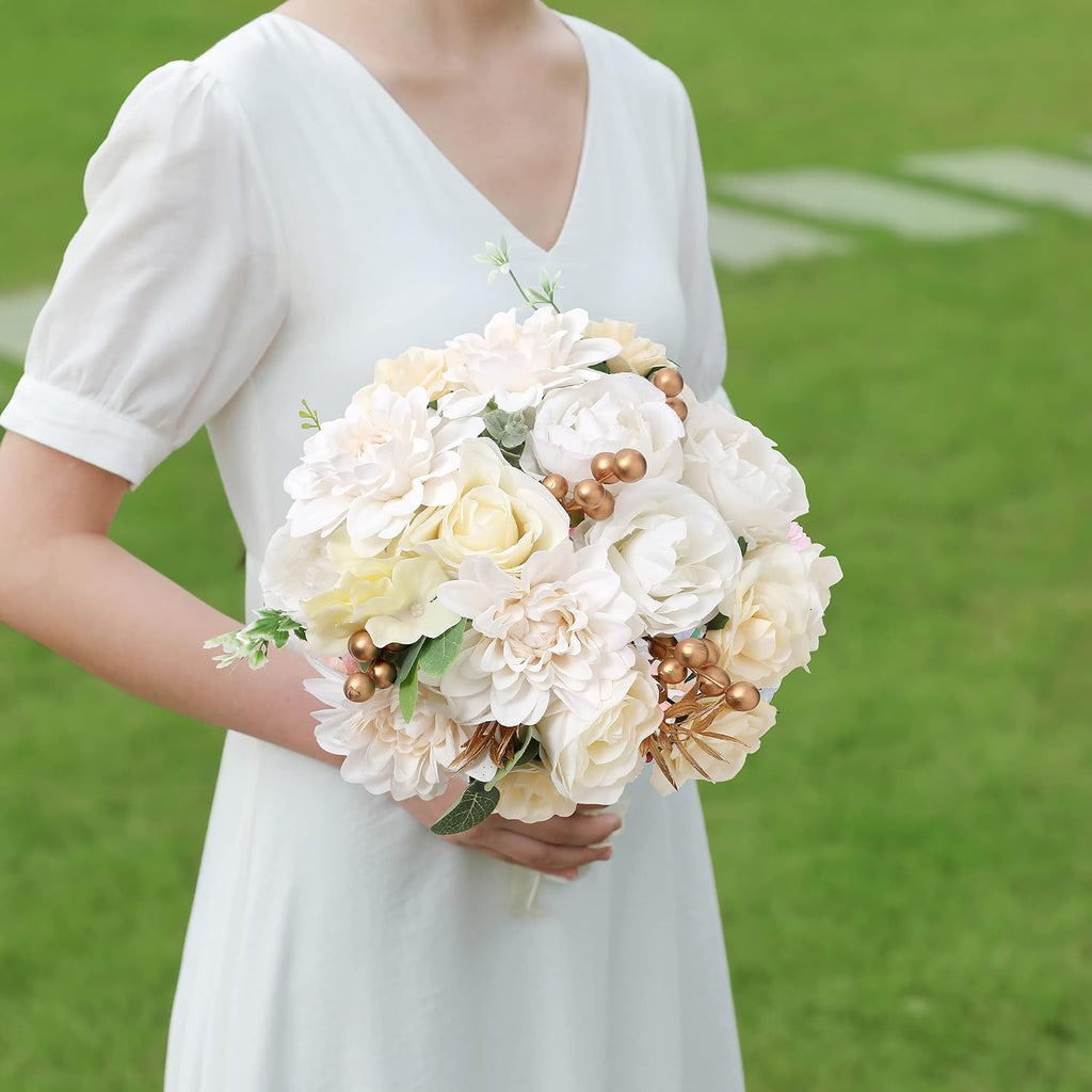 Artificial Flowers Combo, Fake Flowers for DIY Tables Centerpieces Baby Shower Bridal Shower Wedding Bouquet Arrangements Party Candle Holder Cake Decor Flower Home Decorations White