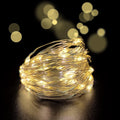 Set of 2 Battery Operated Mini Led Fairy Light Dewdrop Light Indoor String Light with Timer 6 Hours on/18 Hours Off for Wedding Christmas Party Decoration,30 LED,10 Ft Silver Wire (Warm White)