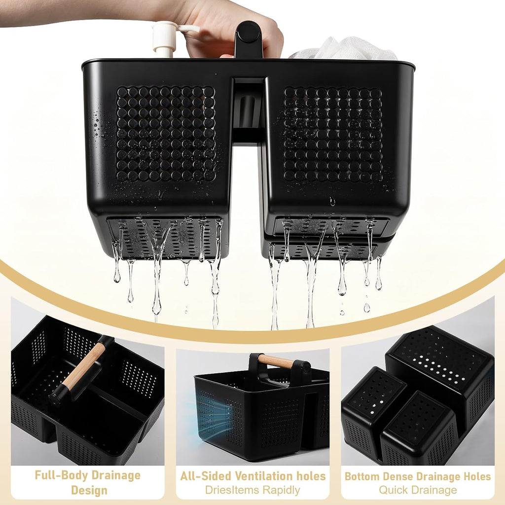Portable Shower Caddy Basket Plastic Caddy Organizer with Handle Black