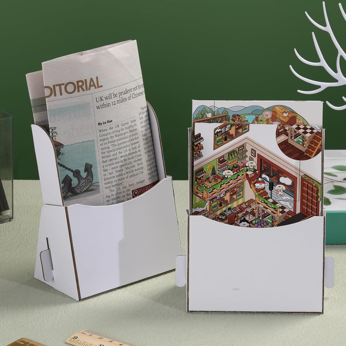 50Pcs Corrugated Trifold Brochure Holder 4.33x5.51 Inch with Slant Back - Literature Display Holder Stand for Rack Cards, Pamphlets, Menus, Flyers & Booklets - Countertop Organizer for Office,Store