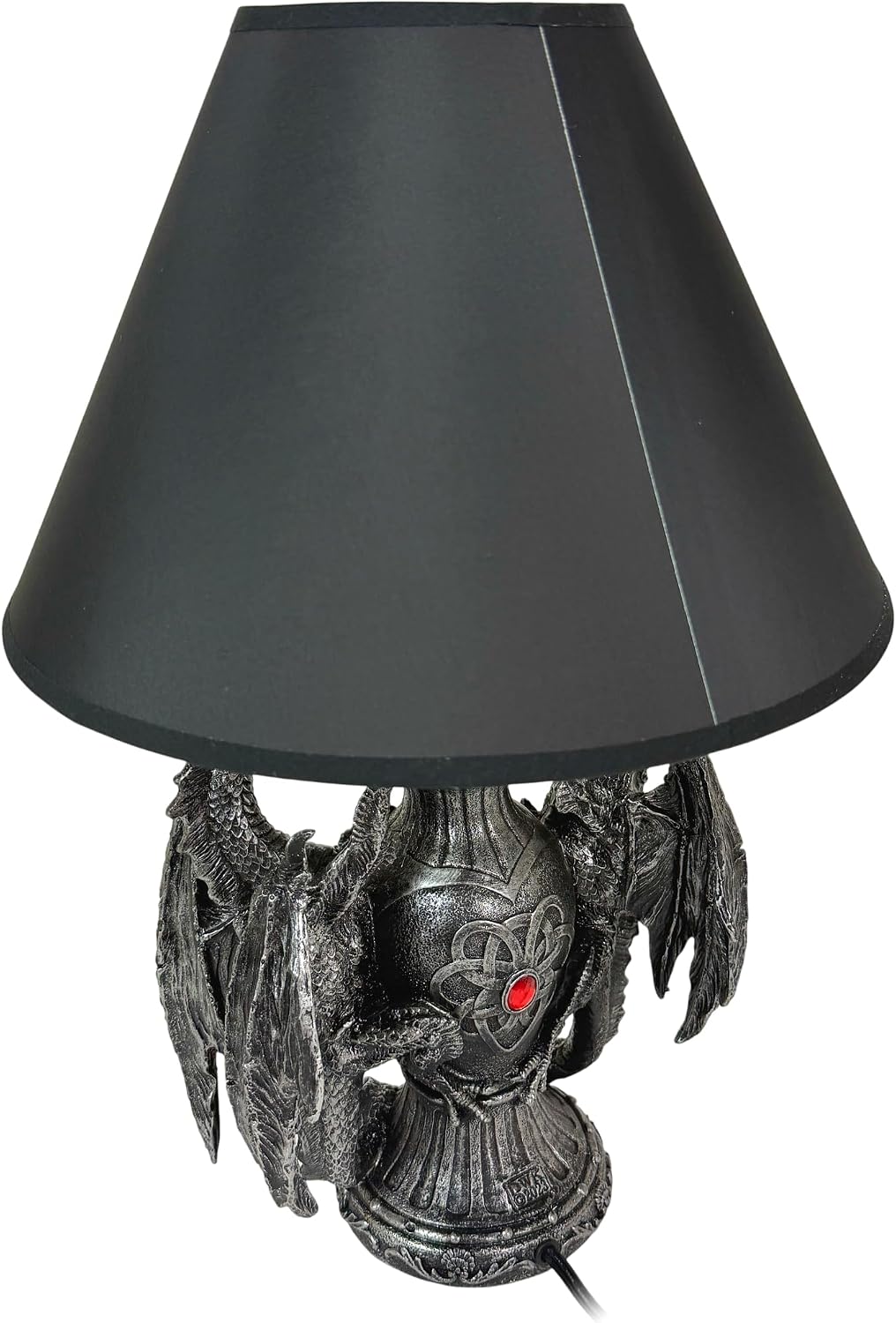 Dragon Table Lamp, 19 Inch Gothic Guardians with Black Fabric Shade