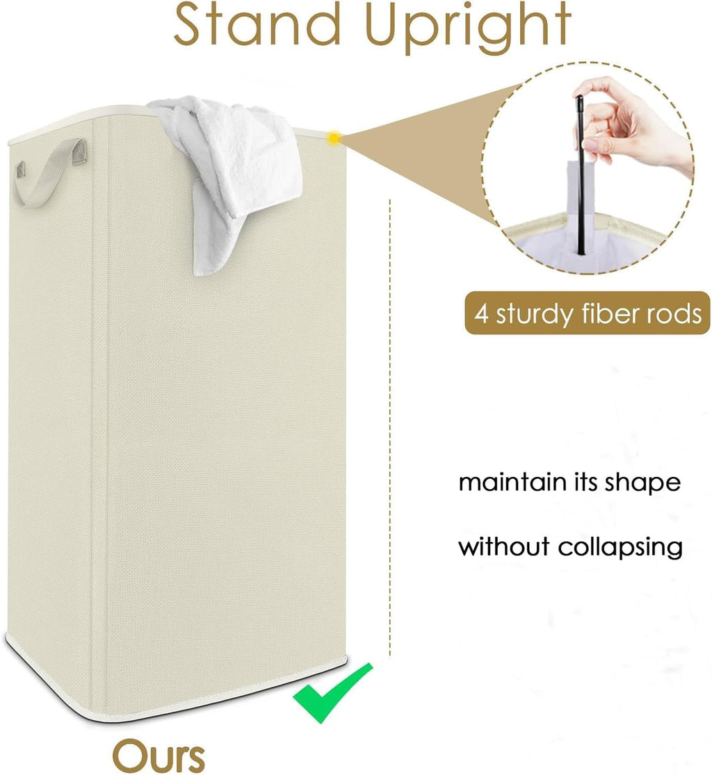 SNIGJAT Extra Large Laundry Hamper, Folding 100L Laundry Basket, Beige