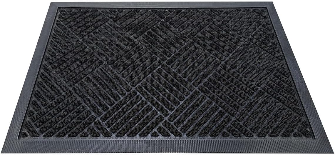 Muddy Mat® Meshy Mat® Door Mat Heavy-Duty Quick-Dry Floor Mat, Sand & Dirt Trapper for Indoor & Outdoor, Ideal for Entrance, Low-Profile,Non-Slip,Washable– Cross Diamond Black 16"x24"x0.24"