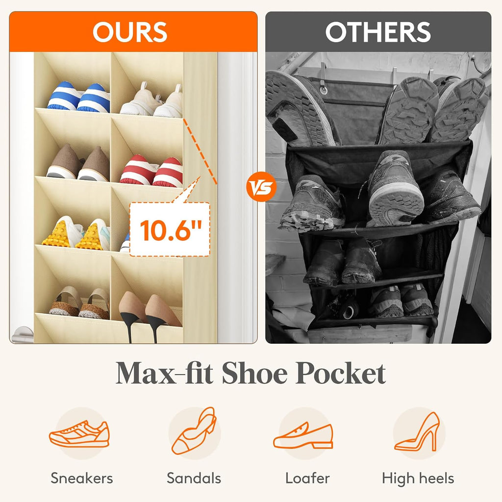 Lifewit 8 Tier Over the Door Shoe Organizer Cabinets, 15 Large Deep Pockets
