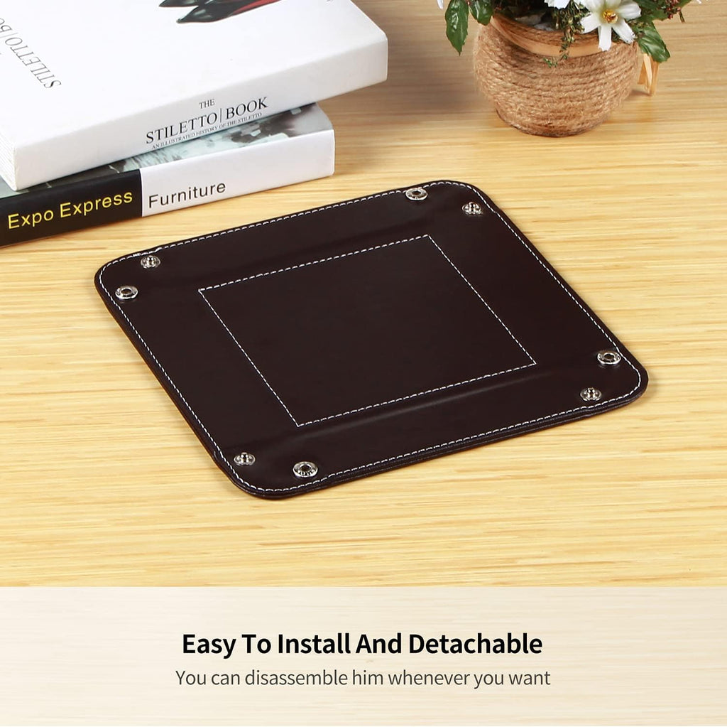 YAPISHI Valet Tray Leather Catchall Jewelry Tray Dice Box Bedside Tray Key Phone Coin Change Watches and Candy Holder Sundries Entryway Tray