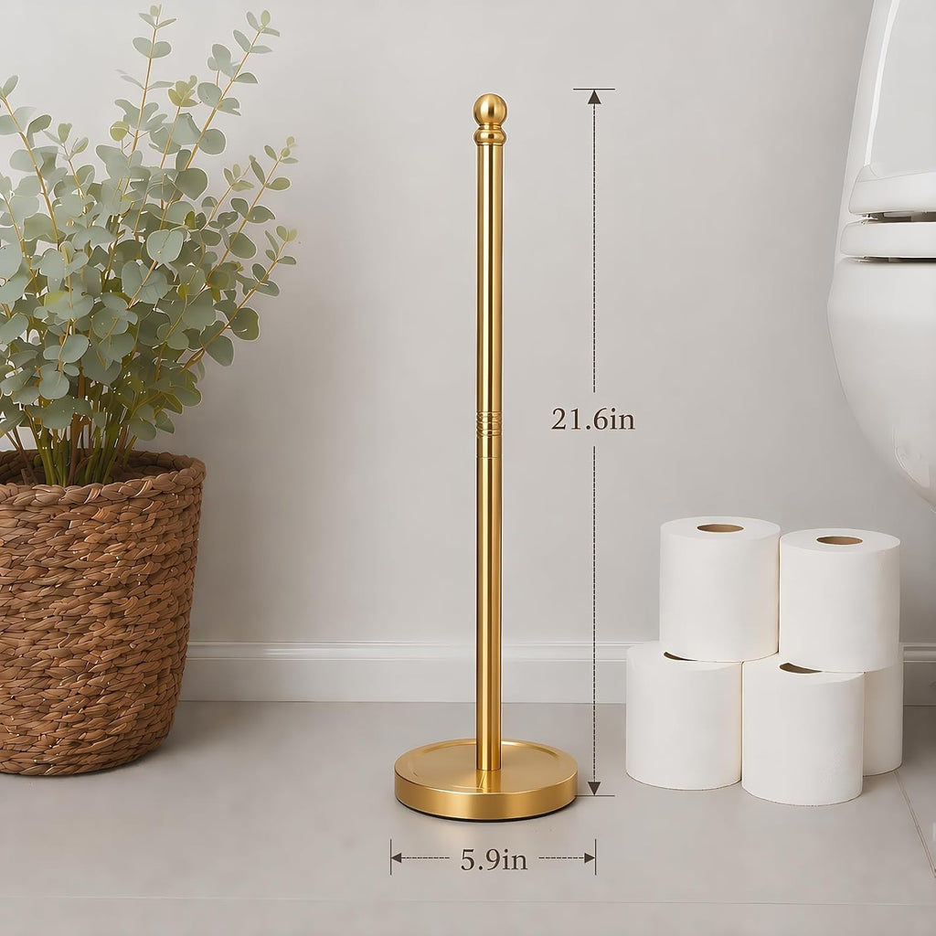 Songtec Toilet Paper Holder Stand Reserve for Bathroom, Holds 4/5 Rolls, Compact TP Roll Holder Storage, Stainless Steel (Gold)