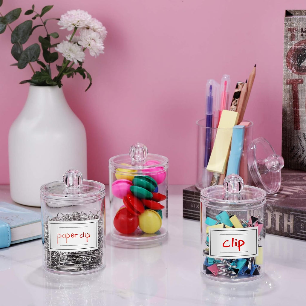 6 Pack Acrylic Qtip Holder Dispenser for Cotton Swabs, Balls, Floss Picks