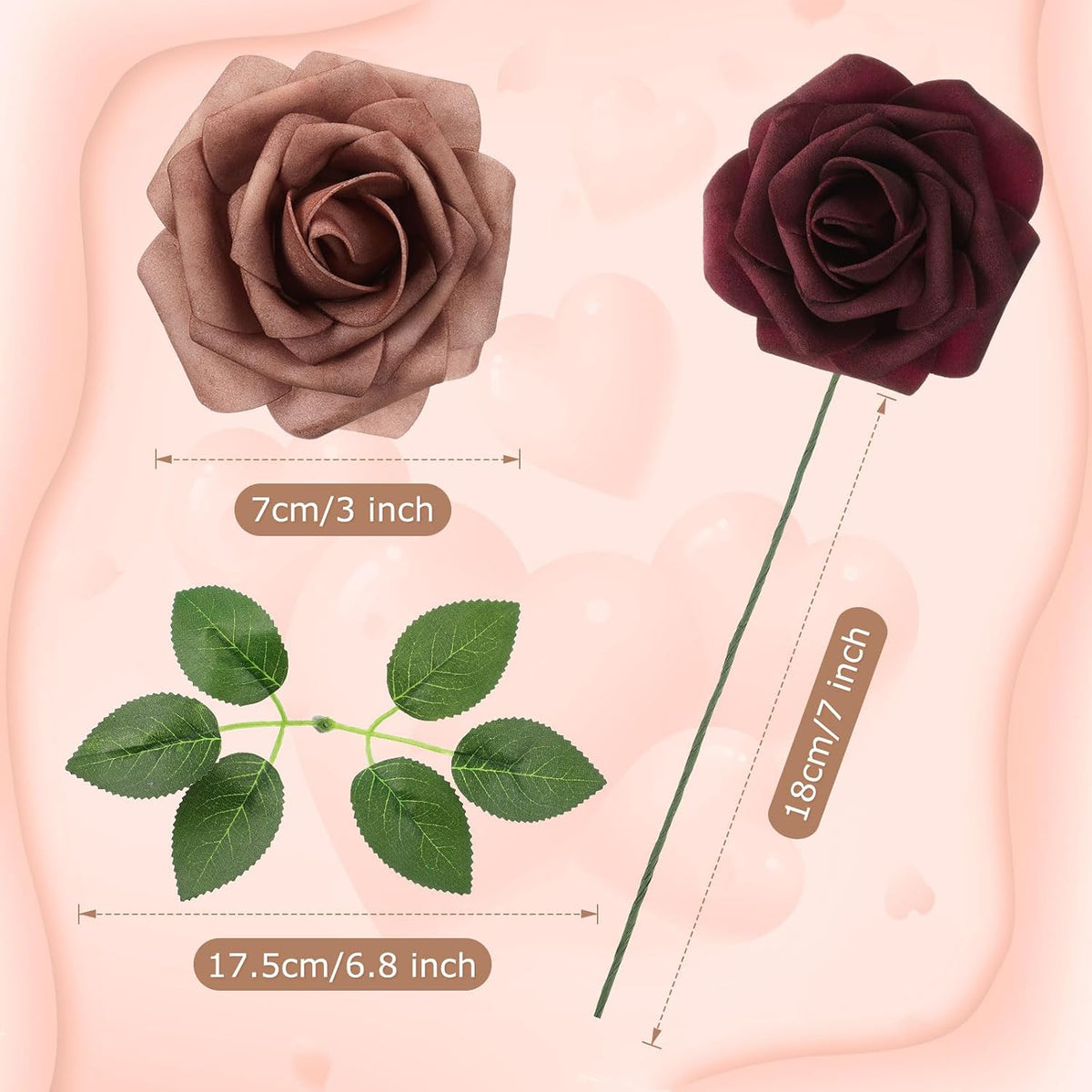 5 Pcs Artificial Rose Flowers, Shades of Earth Tones