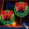 Zimati 2 Pack Christmas Window Lights Decorations 14 inch Wreath Silhouette