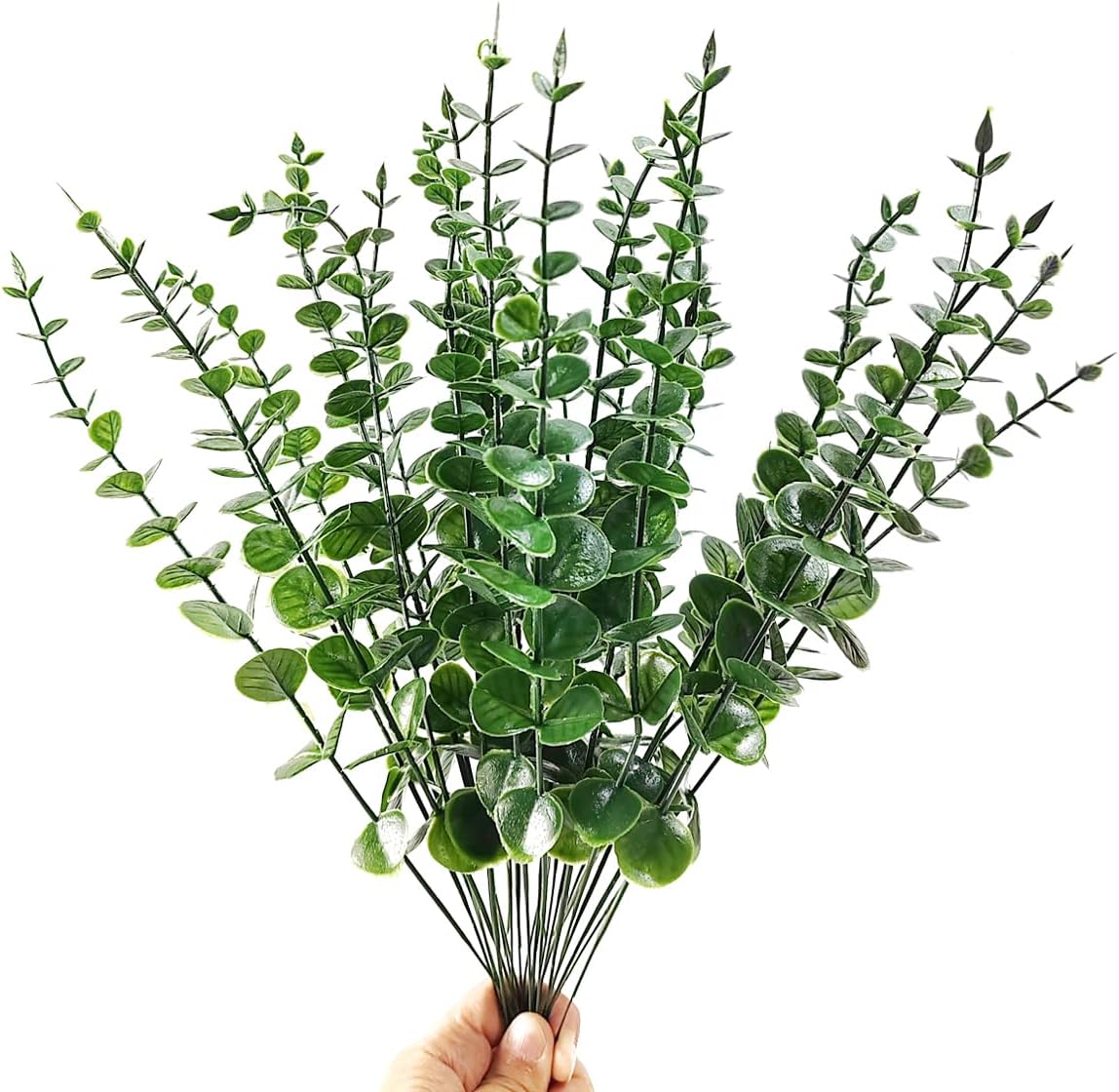 TIHOOD 15PCS Artificial Eucalyptus Stem Faux Eucalyptus Decor Artificial Green Branches Leaves - for Wedding Floral Arrangements Home Decor