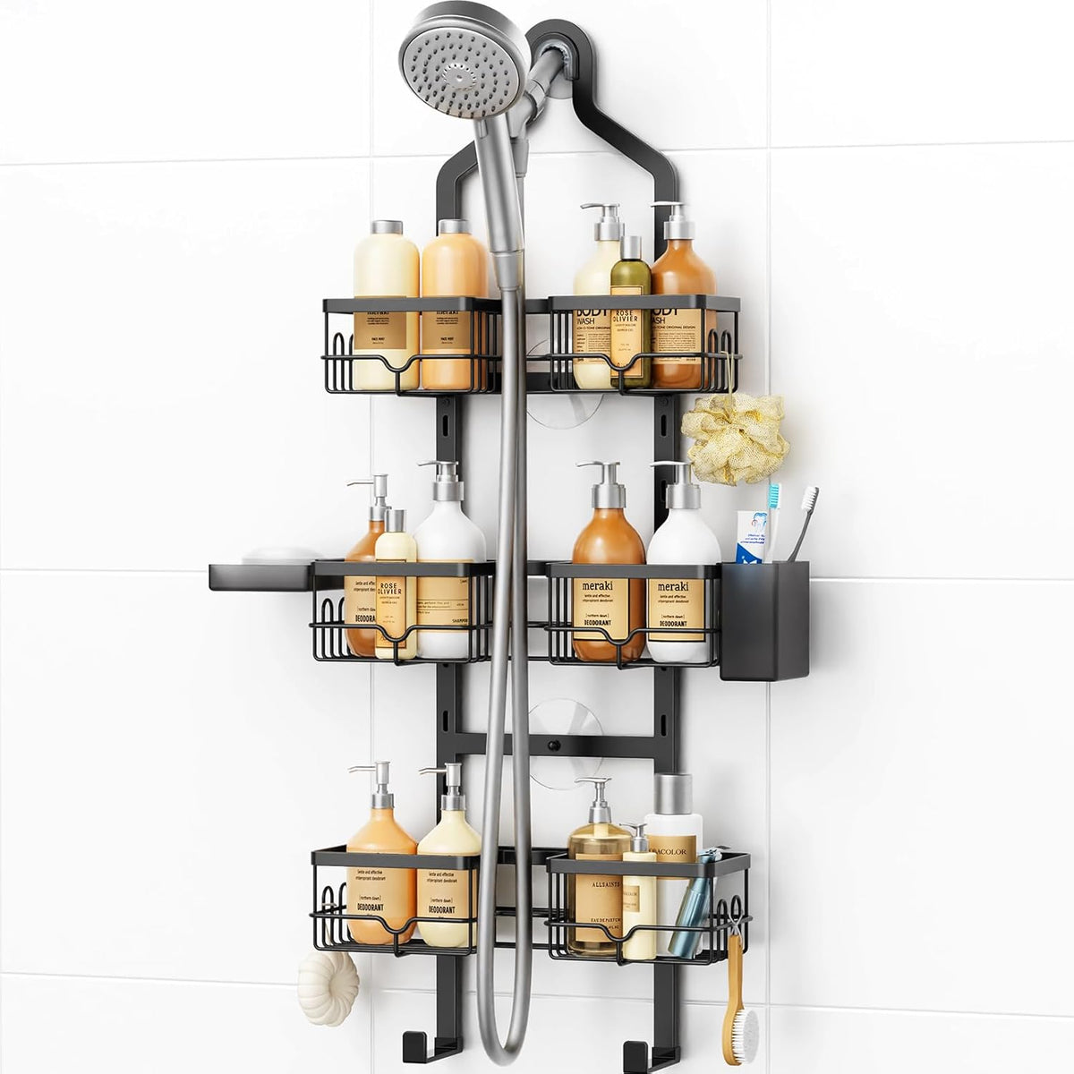 Shower Caddy Hanging, Adjustable Bathroom Organizer 3 Tier Shelf Rustproof