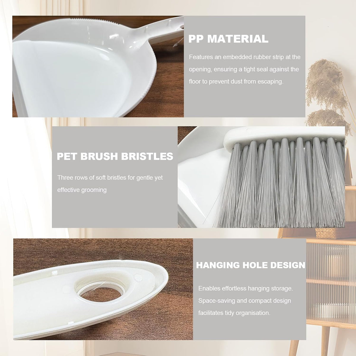 Mini Broom and Dustpan Set Small Dust pan & Brush Set Portable Cleaning Tools for Home Office RV Camping Learning (Grey)